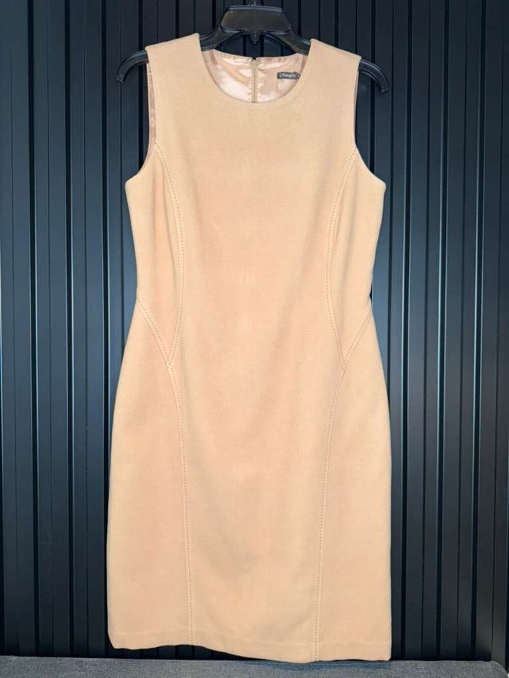 J.McLaughlin Carissa Sheath Dress Tan Doeskin Pintuck Size 8 NWT Professional 8